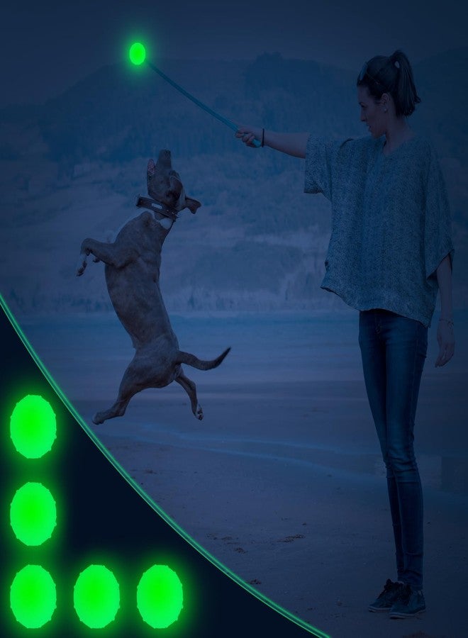 Liliful 5 Pcs Glow in The Dark Ball Dog Toy 2.5 Inch Glowing Fetch Ball Rubber Bouncy Dog Toy Balls with Net Bag for Dogs 20-60 Lbs - Image 5